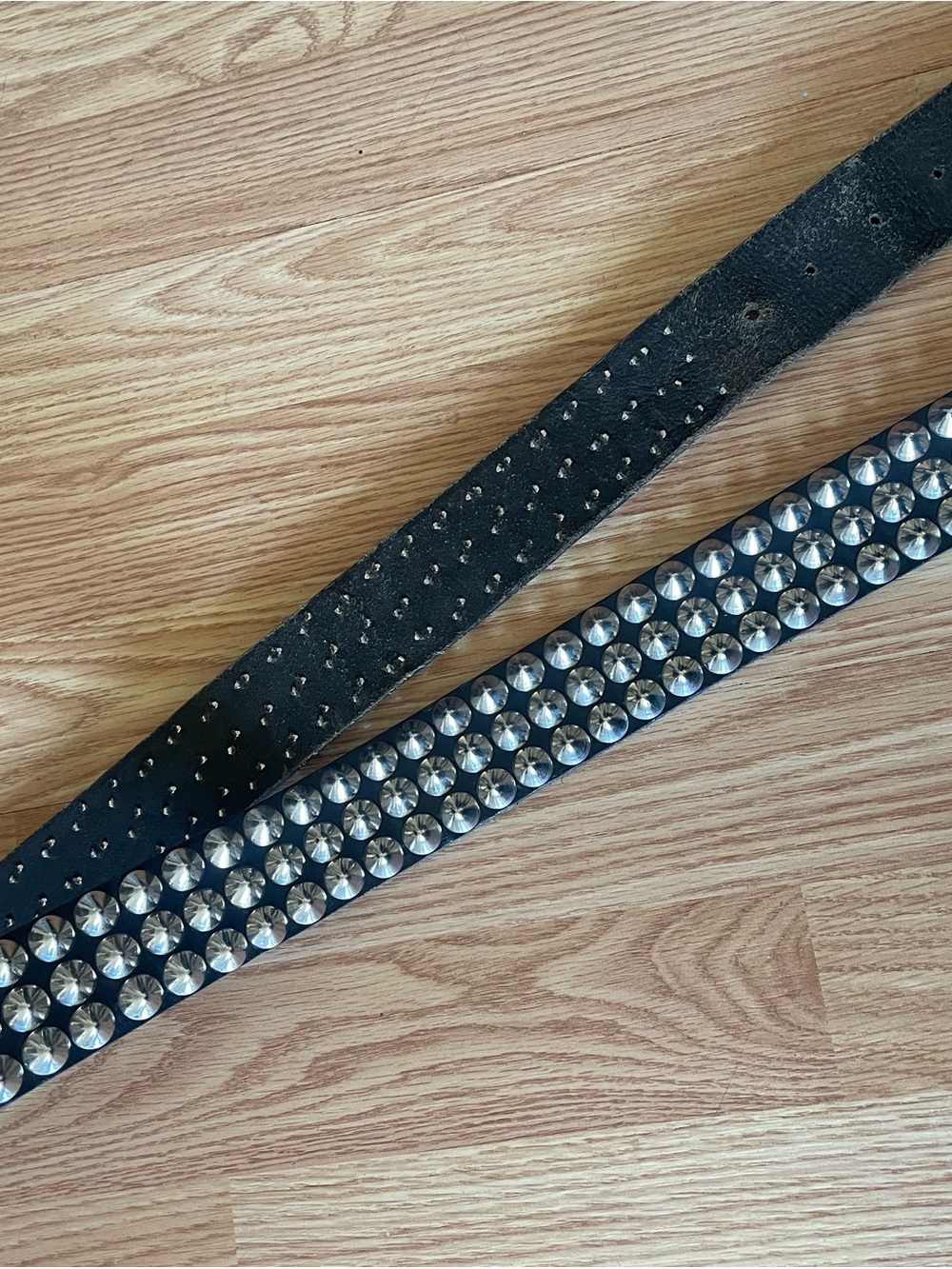 APE Black Studded Leather Belt with Silver Conchos